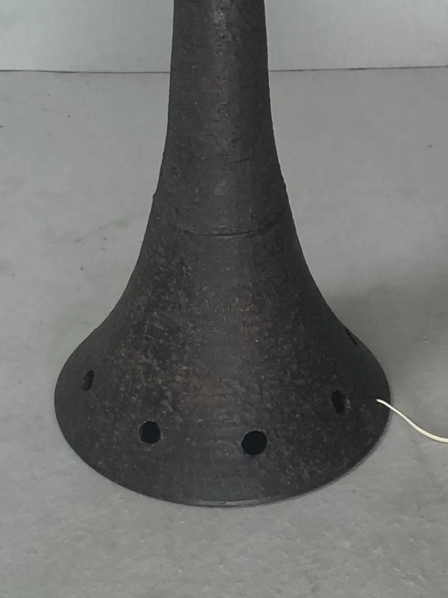 Clearance Pamono Dutch Brutalist Wabi Sabi Bouclé & Ceramic Floor Lamp, 1960s