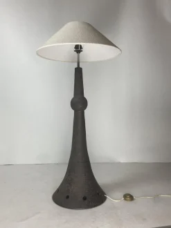 Clearance Pamono Dutch Brutalist Wabi Sabi Bouclé & Ceramic Floor Lamp, 1960s
