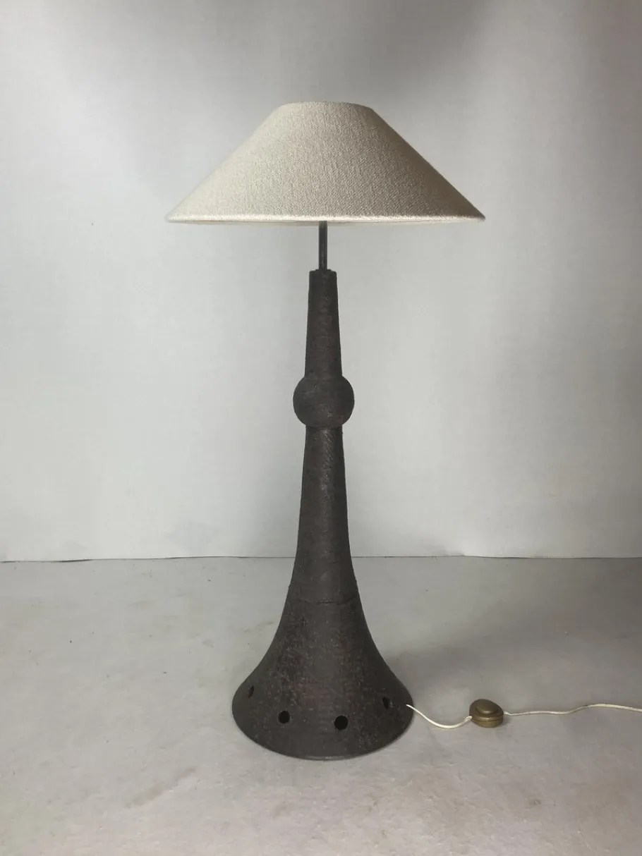 Clearance Pamono Dutch Brutalist Wabi Sabi Bouclé & Ceramic Floor Lamp, 1960s