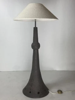Clearance Pamono Dutch Brutalist Wabi Sabi Bouclé & Ceramic Floor Lamp, 1960s