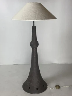 Clearance Pamono Dutch Brutalist Wabi Sabi Bouclé & Ceramic Floor Lamp, 1960s