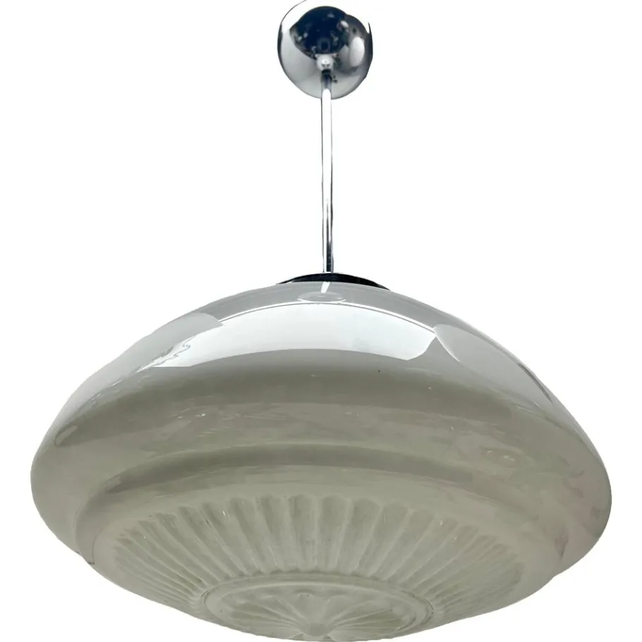 Online Pamono Dutch Pendant Stem Lamp with a Globular Opaline Shade from Phillips, 1930s