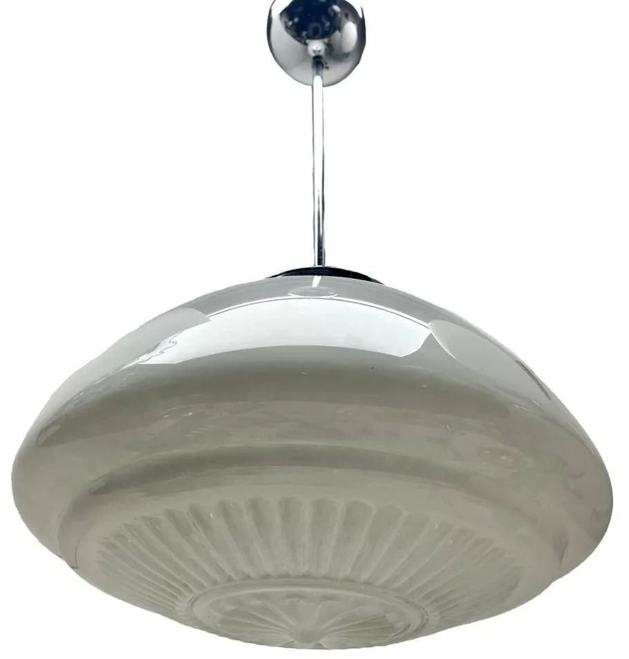 Online Pamono Dutch Pendant Stem Lamp with a Globular Opaline Shade from Phillips, 1930s
