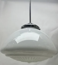Online Pamono Dutch Pendant Stem Lamp with a Globular Opaline Shade from Phillips, 1930s