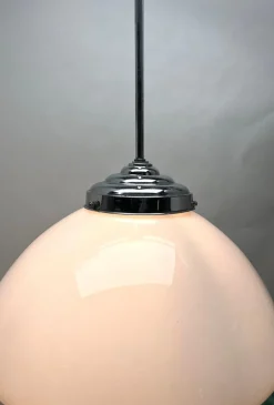 Online Pamono Dutch Pendant Stem Lamp with a Globular Opaline Shade from Phillips, 1930s