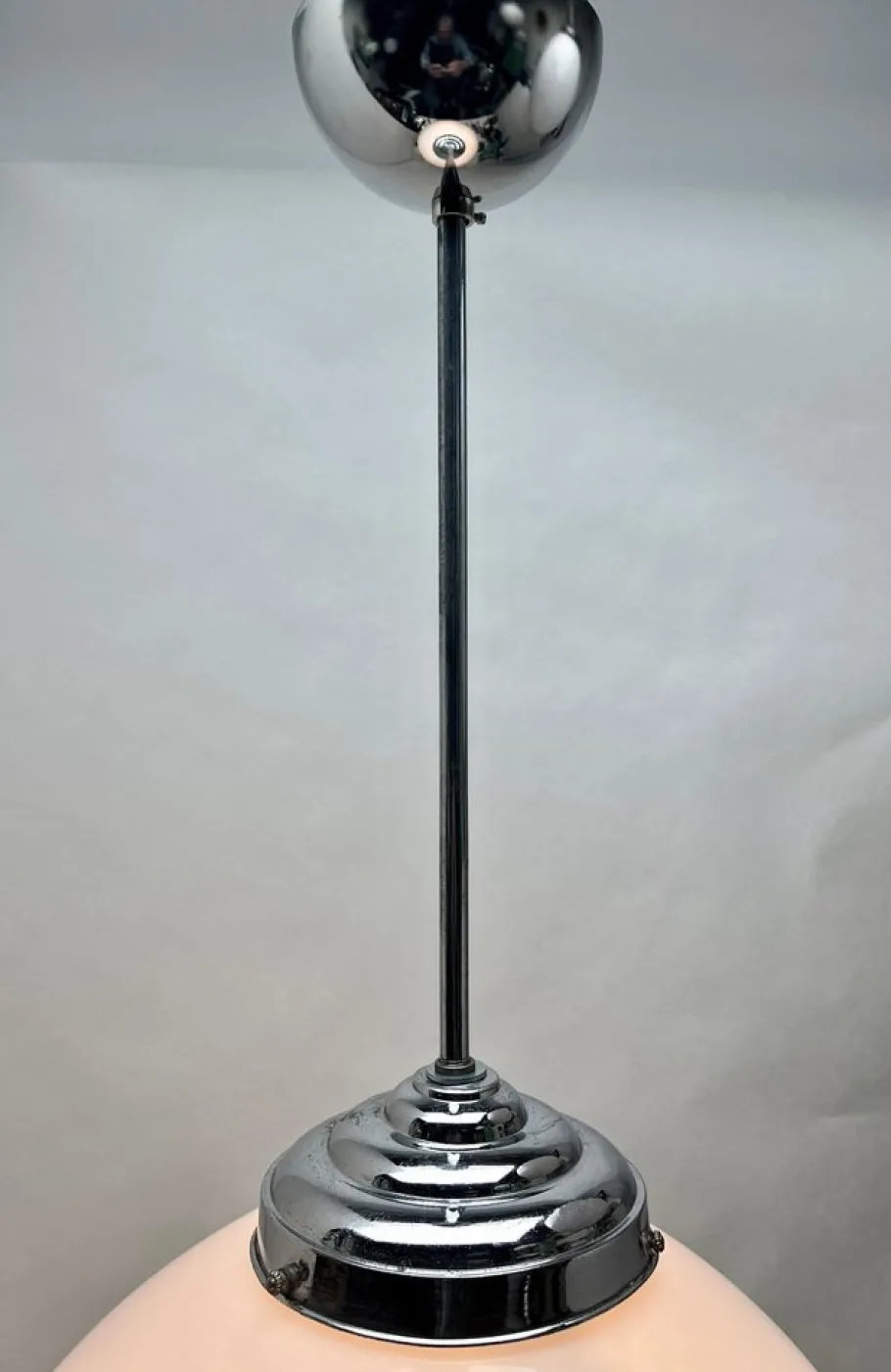 Online Pamono Dutch Pendant Stem Lamp with a Globular Opaline Shade from Phillips, 1930s