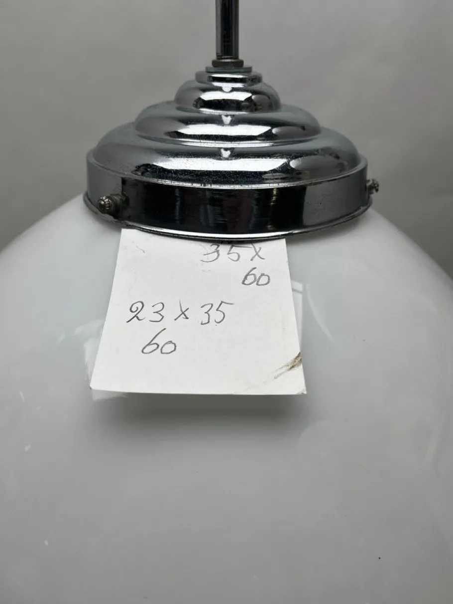 Online Pamono Dutch Pendant Stem Lamp with a Globular Opaline Shade from Phillips, 1930s