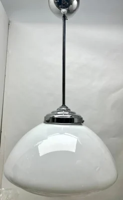 Online Pamono Dutch Pendant Stem Lamp with a Globular Opaline Shade from Phillips, 1930s