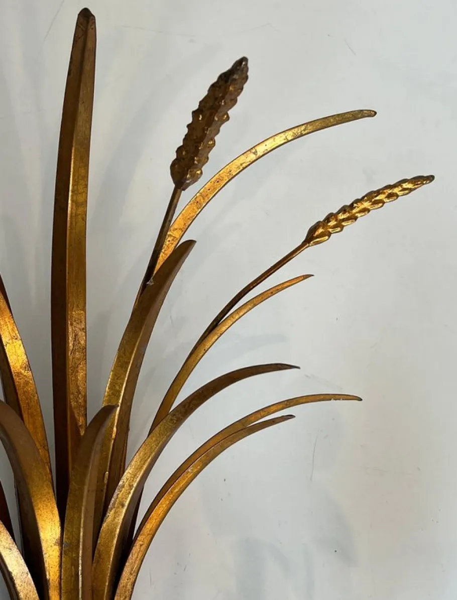 New Pamono Ear of Wheat Wall Lights in Gilded Metal from Coco Chanel, Set of 2