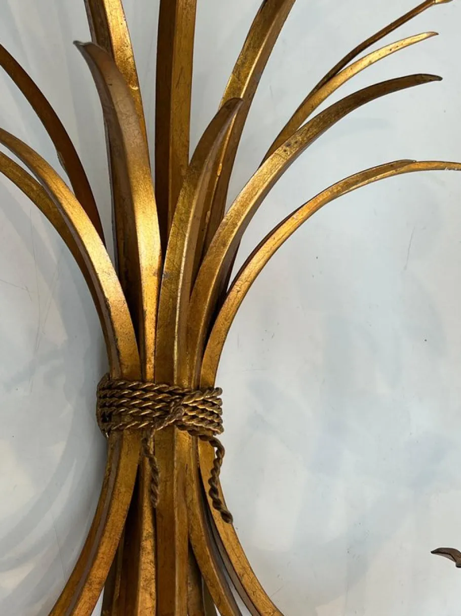 New Pamono Ear of Wheat Wall Lights in Gilded Metal from Coco Chanel, Set of 2