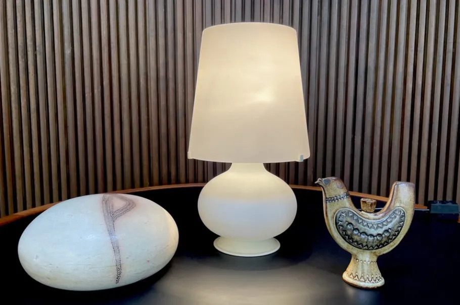 Pamono Early Edition Small Glass Table Lamp by Max Ingrand for Fontana Arte, Italy, 1960s