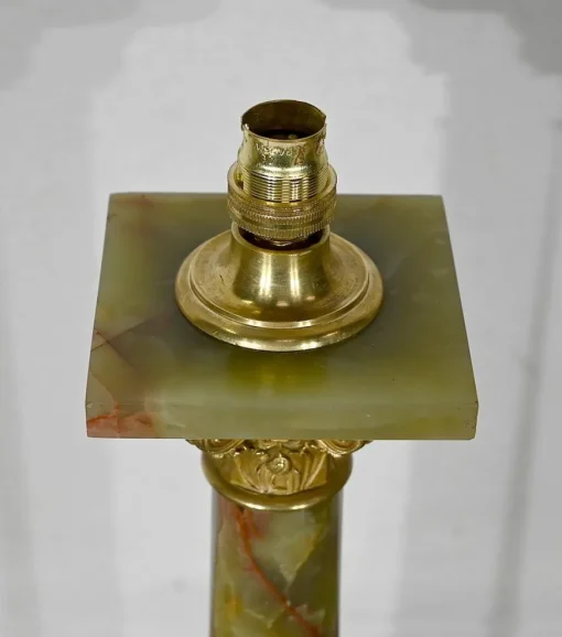 Best Pamono Early 20th Century Empire Column Lamp in Green Onyx