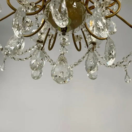 Best Pamono Early 20th Century Italian Glass Drop Chandelier with Brass Structure, 1900s