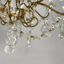 Best Pamono Early 20th Century Italian Glass Drop Chandelier with Brass Structure, 1900s