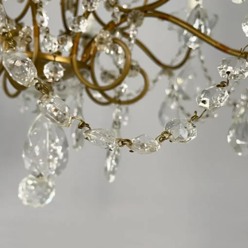 Best Pamono Early 20th Century Italian Glass Drop Chandelier with Brass Structure, 1900s