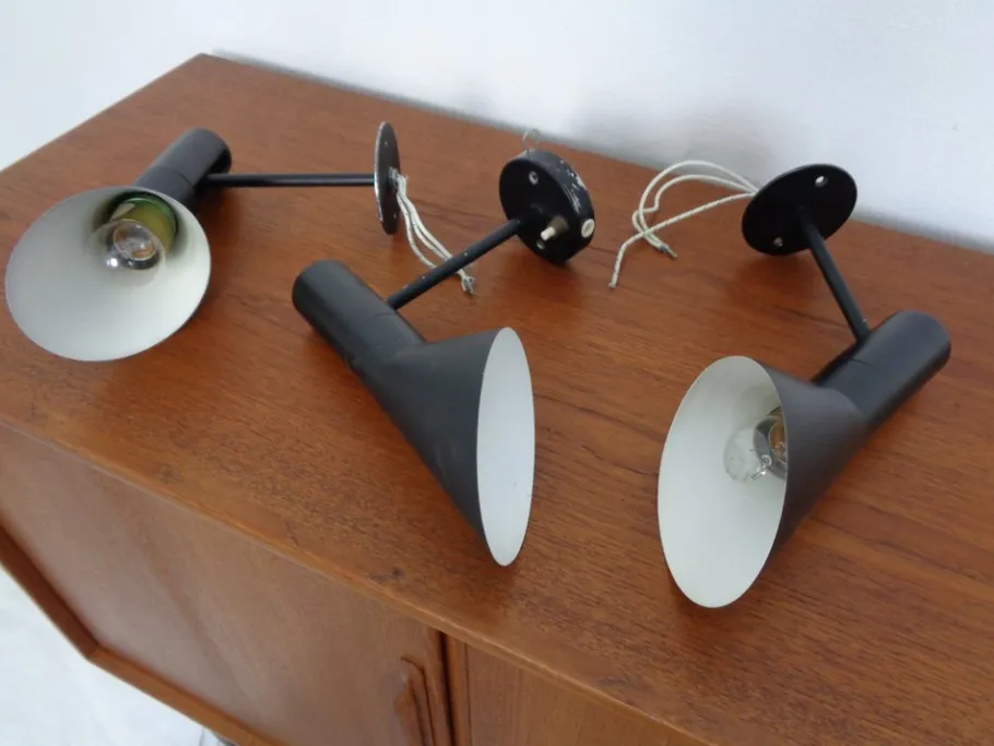 Clearance Pamono Early Visor Wall Lamps by Arne Jacobsen for Louis Poulsen, Denmark, 1950s, Set of 3