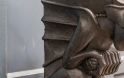 Sale Pamono Ebonised Carved Winged Serpent Gargoyle Table Lamp, 19th Century