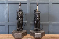 Sale Pamono Ebonised Carved Winged Serpent Gargoyle Table Lamp, 19th Century