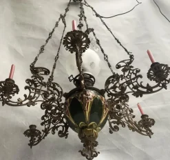 Clearance Pamono Electric and Candle Lamp, 1900s