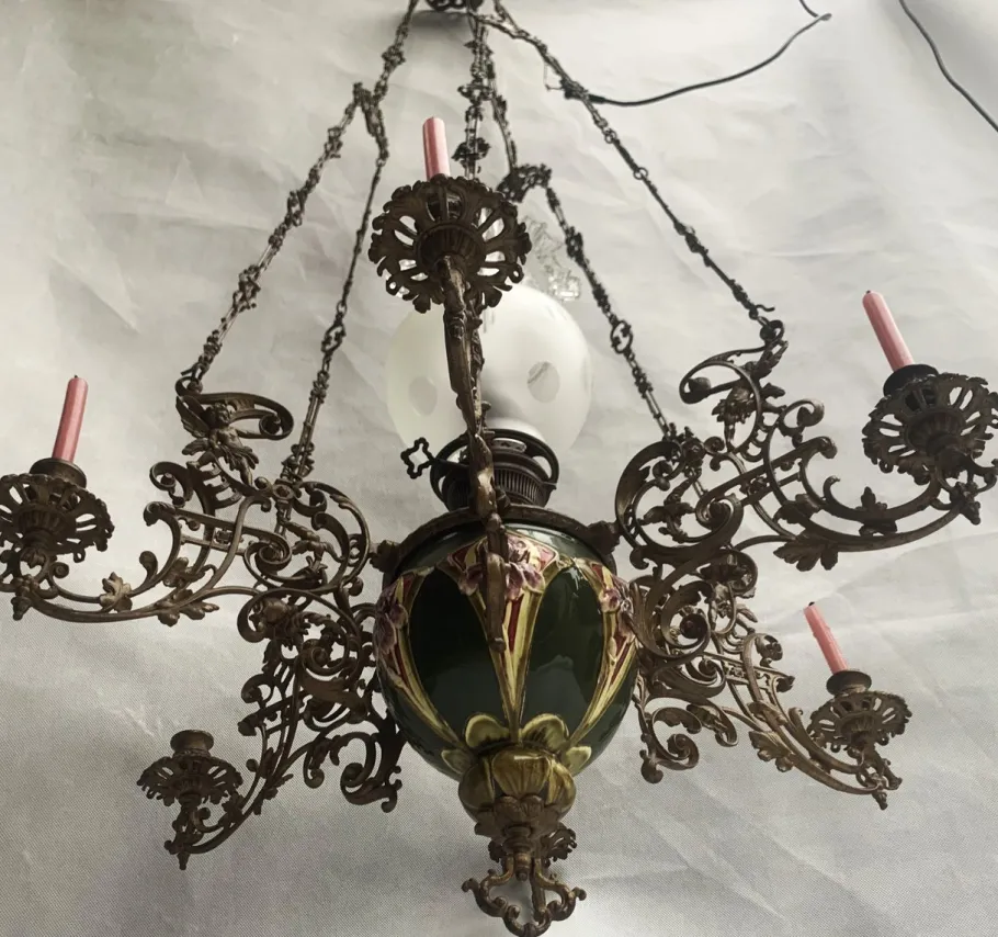 Clearance Pamono Electric and Candle Lamp, 1900s