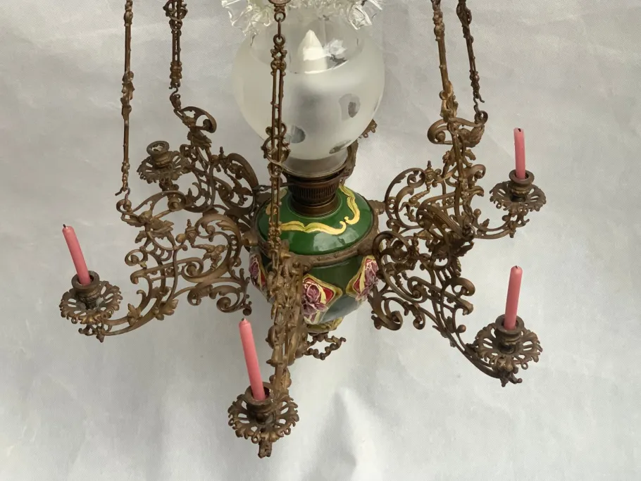 Clearance Pamono Electric and Candle Lamp, 1900s