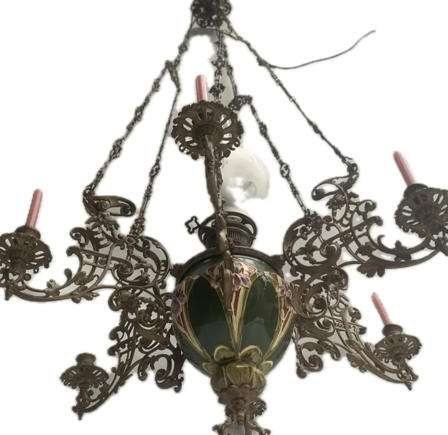 Clearance Pamono Electric and Candle Lamp, 1900s