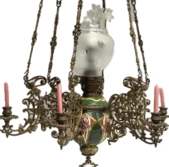 Clearance Pamono Electric and Candle Lamp, 1900s