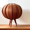 New Pamono Ellysett Pumpkin Table Lamp in Bentwood on Tripod Stand by Hans Agne Jakobsson for Markaryd, Sweden, 1960s