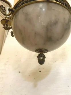 Clearance Pamono Empire Chandelier in Bronze and Alabaster, 1800s