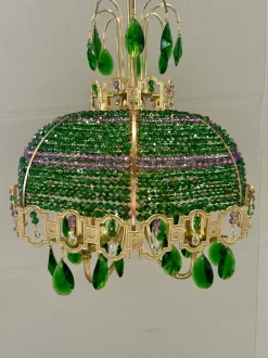 Clearance Pamono Empire Chandelier with Green and Purple Beads, 1960s