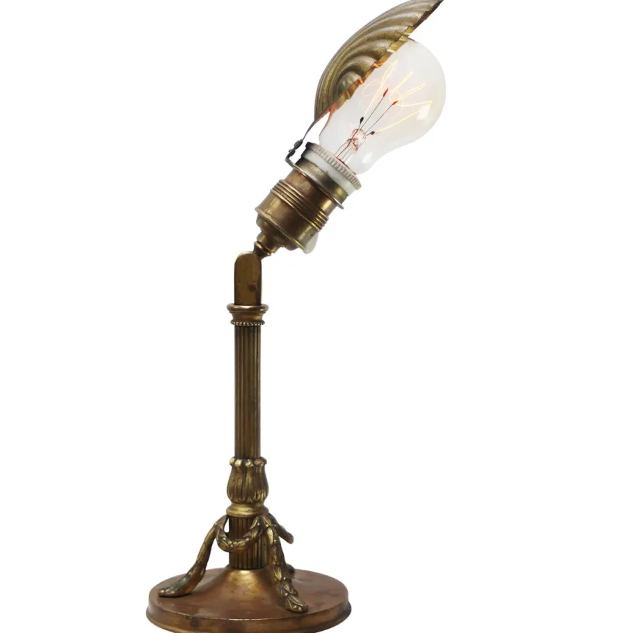 New Pamono Empire French Brass Desk Lamp with Metal Shell Shade