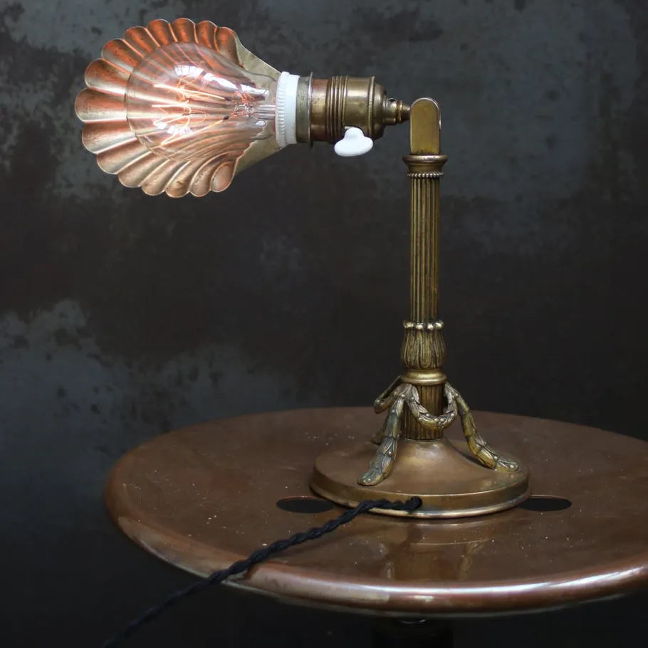New Pamono Empire French Brass Desk Lamp with Metal Shell Shade