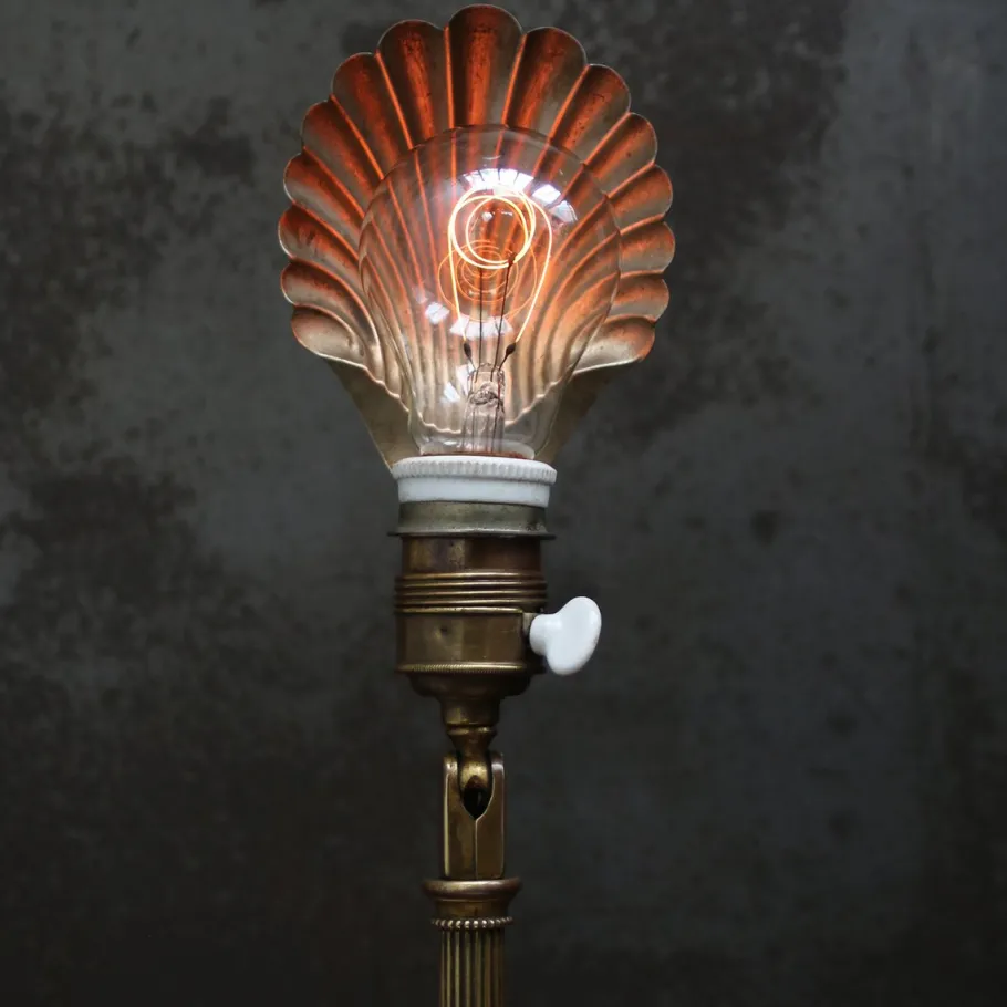 New Pamono Empire French Brass Desk Lamp with Metal Shell Shade