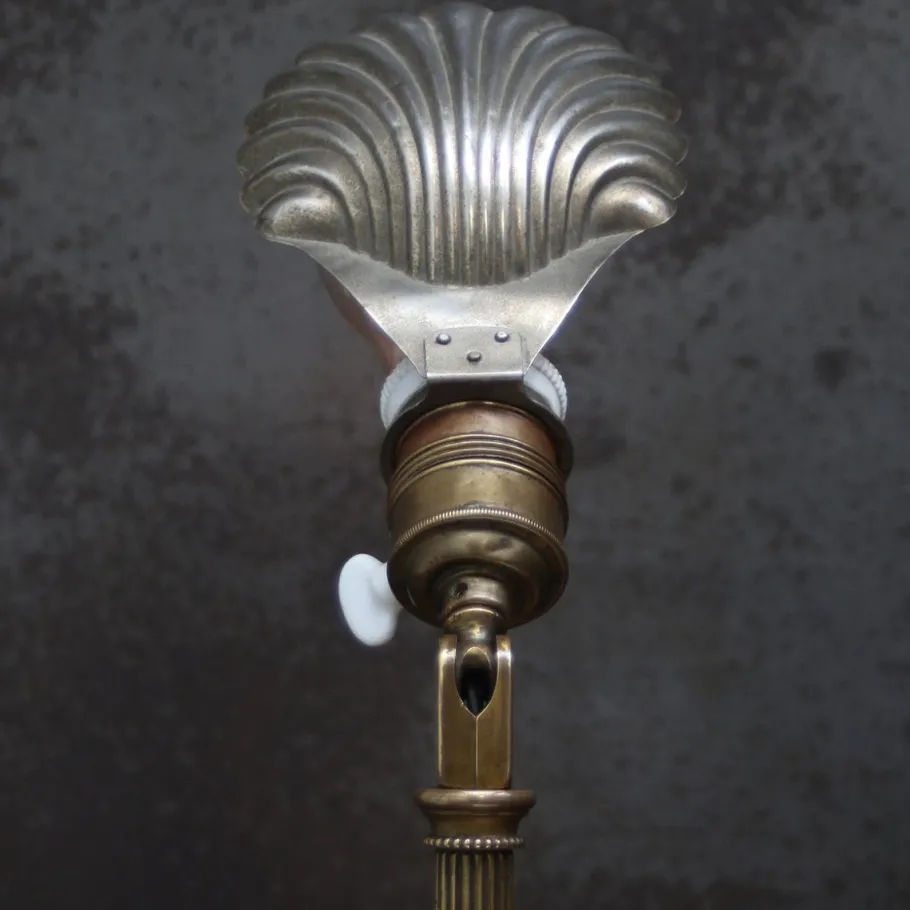 New Pamono Empire French Brass Desk Lamp with Metal Shell Shade