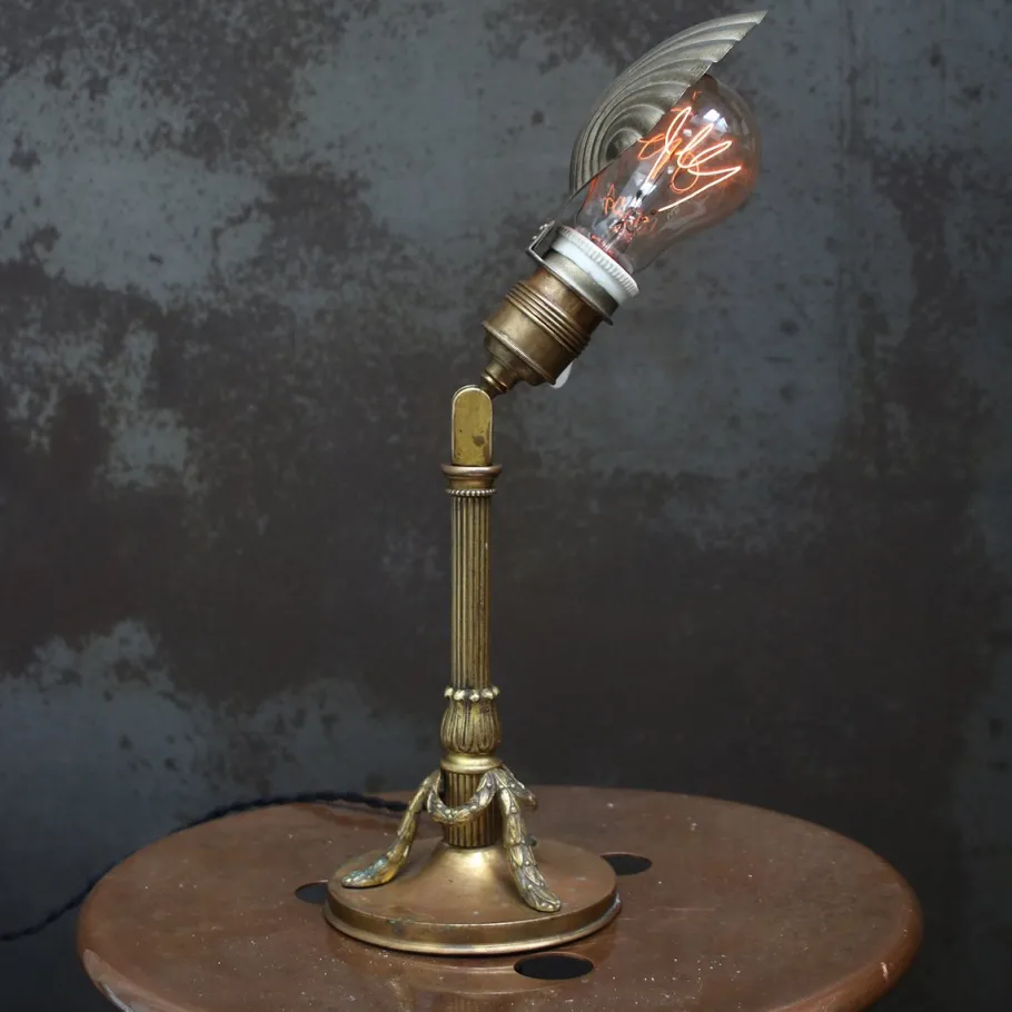 New Pamono Empire French Brass Desk Lamp with Metal Shell Shade