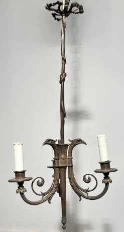 Hot Pamono Empire Style Bronze 3-Light Chandelier with Eagle Heads, France, 1900