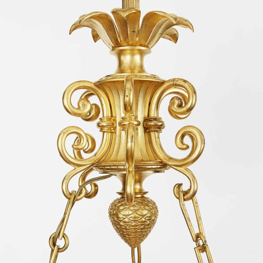 Clearance Pamono Empire Style Chandelier in Gilded Bronze with Cherubs, 1950s