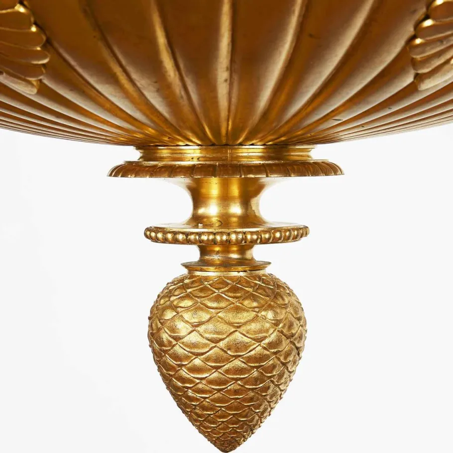 Clearance Pamono Empire Style Chandelier in Gilded Bronze with Cherubs, 1950s