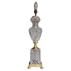 Discount Pamono Empire Style Lamp Base in Cut Crystal and Bronze