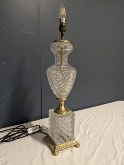 Discount Pamono Empire Style Lamp Base in Cut Crystal and Bronze