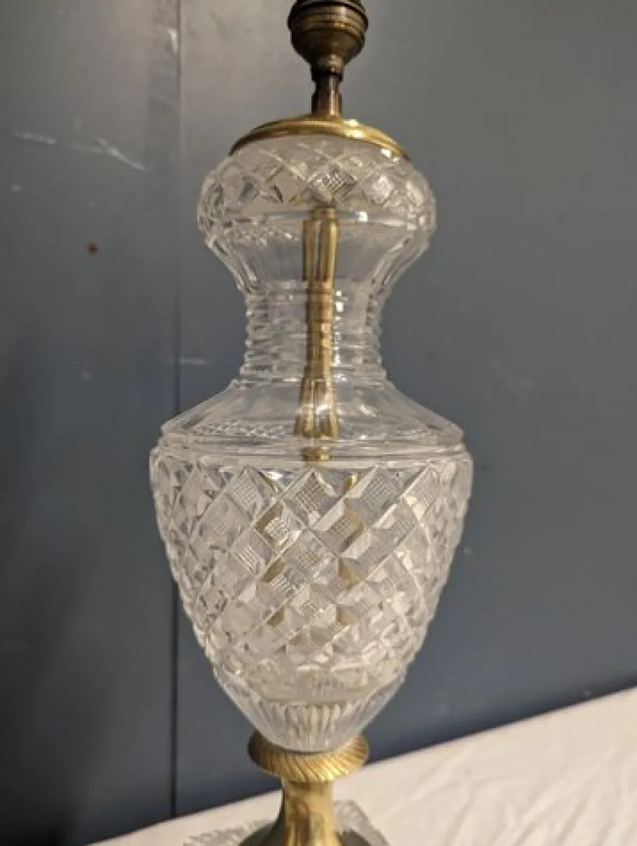 Discount Pamono Empire Style Lamp Base in Cut Crystal and Bronze
