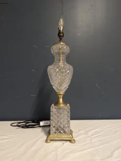 Discount Pamono Empire Style Lamp Base in Cut Crystal and Bronze