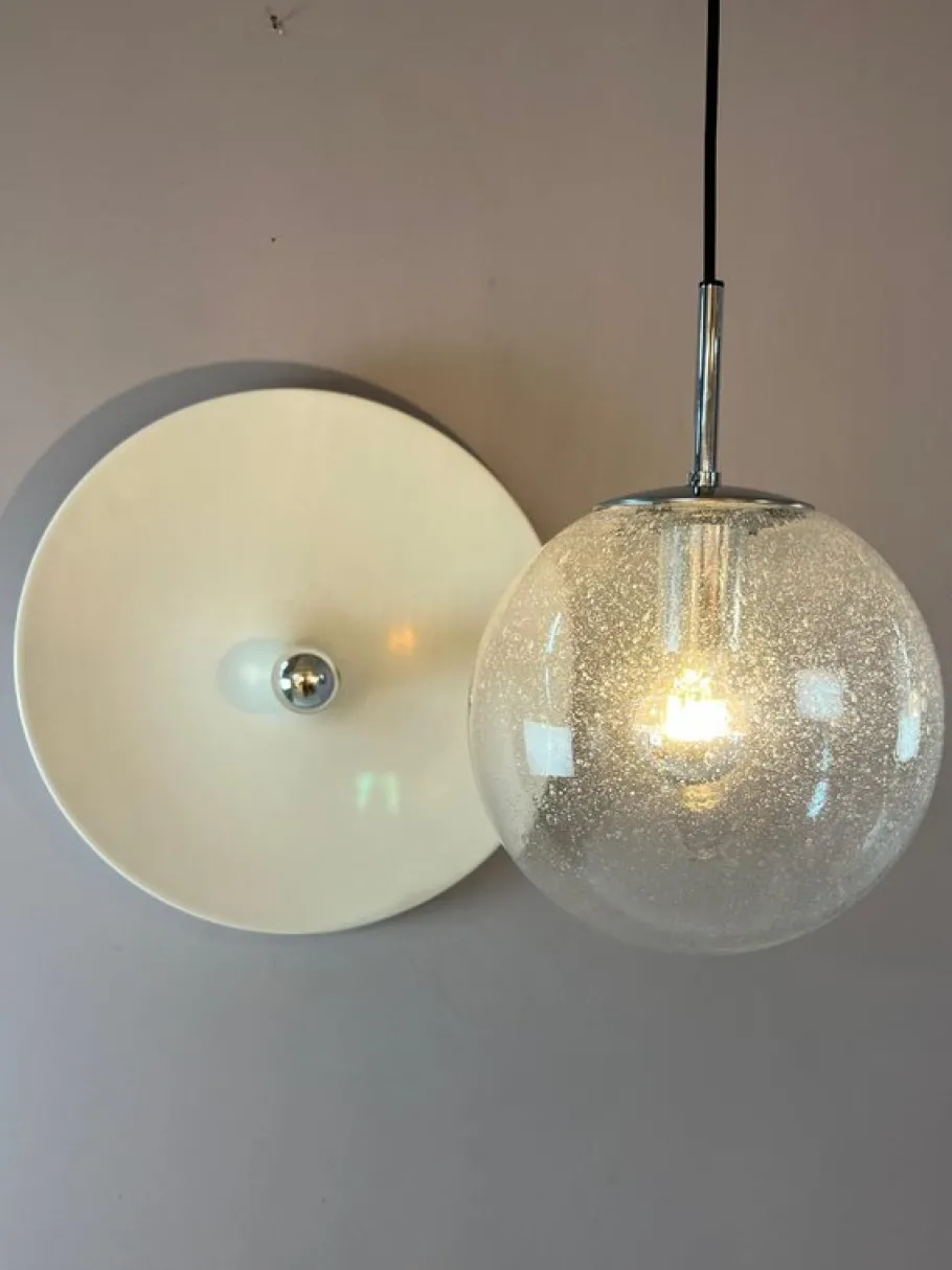 Discount Pamono Enclosed Glass and Chrome Ball Lamp from Glashütte Limburg