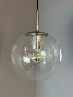 Discount Pamono Enclosed Glass and Chrome Ball Lamp from Glashütte Limburg
