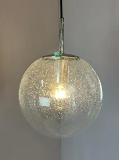 Discount Pamono Enclosed Glass and Chrome Ball Lamp from Glashütte Limburg