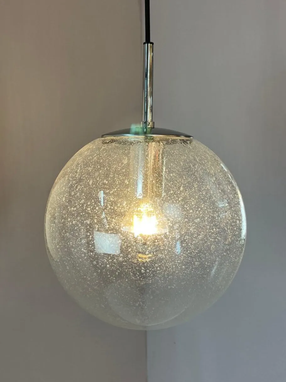 Discount Pamono Enclosed Glass and Chrome Ball Lamp from Glashütte Limburg