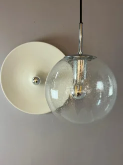 Discount Pamono Enclosed Glass and Chrome Ball Lamp from Glashütte Limburg