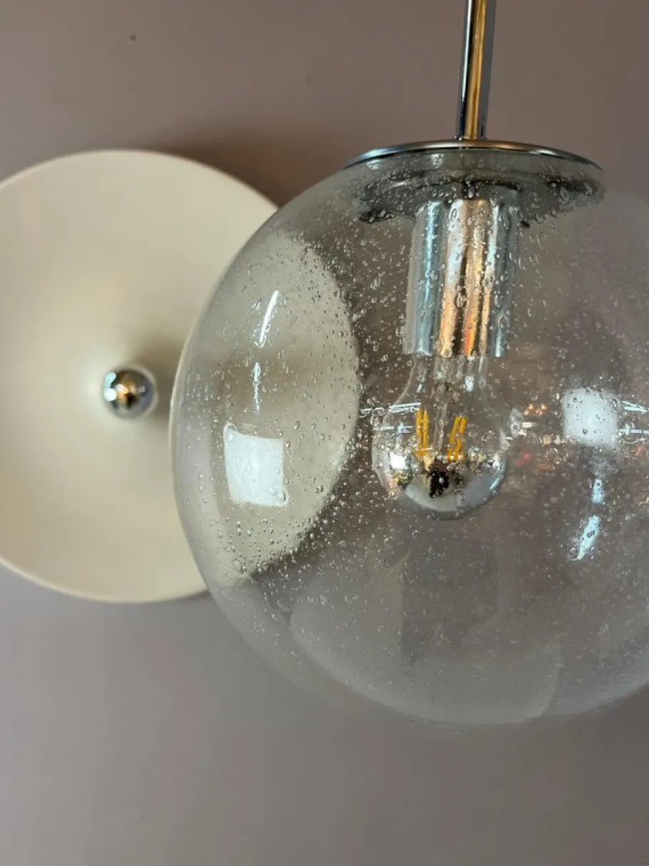 Discount Pamono Enclosed Glass and Chrome Ball Lamp from Glashütte Limburg