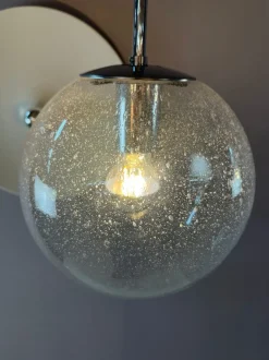 Discount Pamono Enclosed Glass and Chrome Ball Lamp from Glashütte Limburg