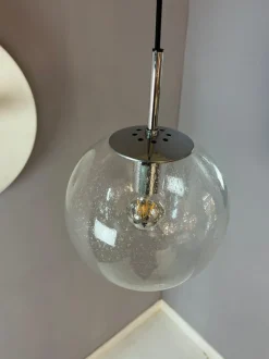 Discount Pamono Enclosed Glass and Chrome Ball Lamp from Glashütte Limburg